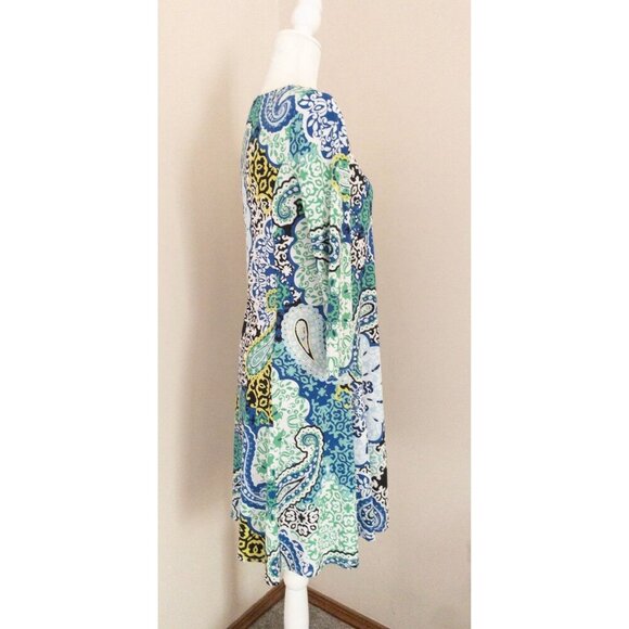 Joseph Ribkoff Paisley Multicolor 3/4 Sleeve Zip-Front A-Line Dress 2 - Picture 3 of 16